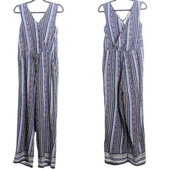 Boho Aztec Jumper Wide Straight Legs Elastic Waist Women's Medium - Picture 1 of 11